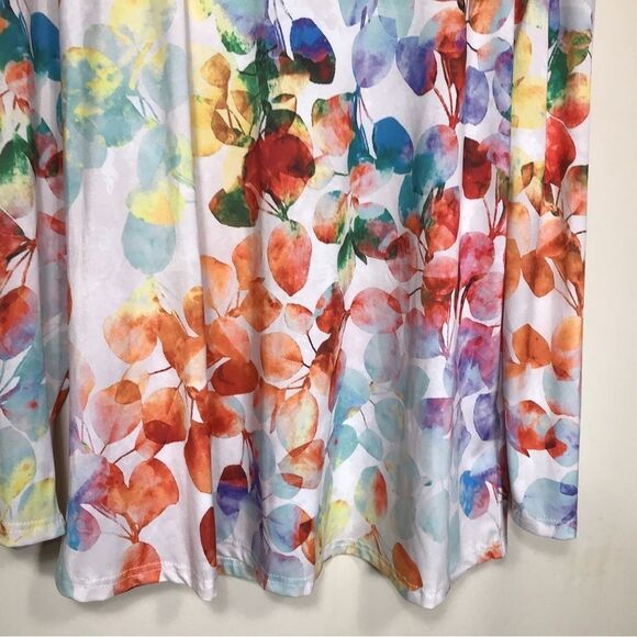 2 Lily by Firmiana Tunic Blouse Womens 4xL Blue Floral Longer Length Career Boho - Picture 10 of 10